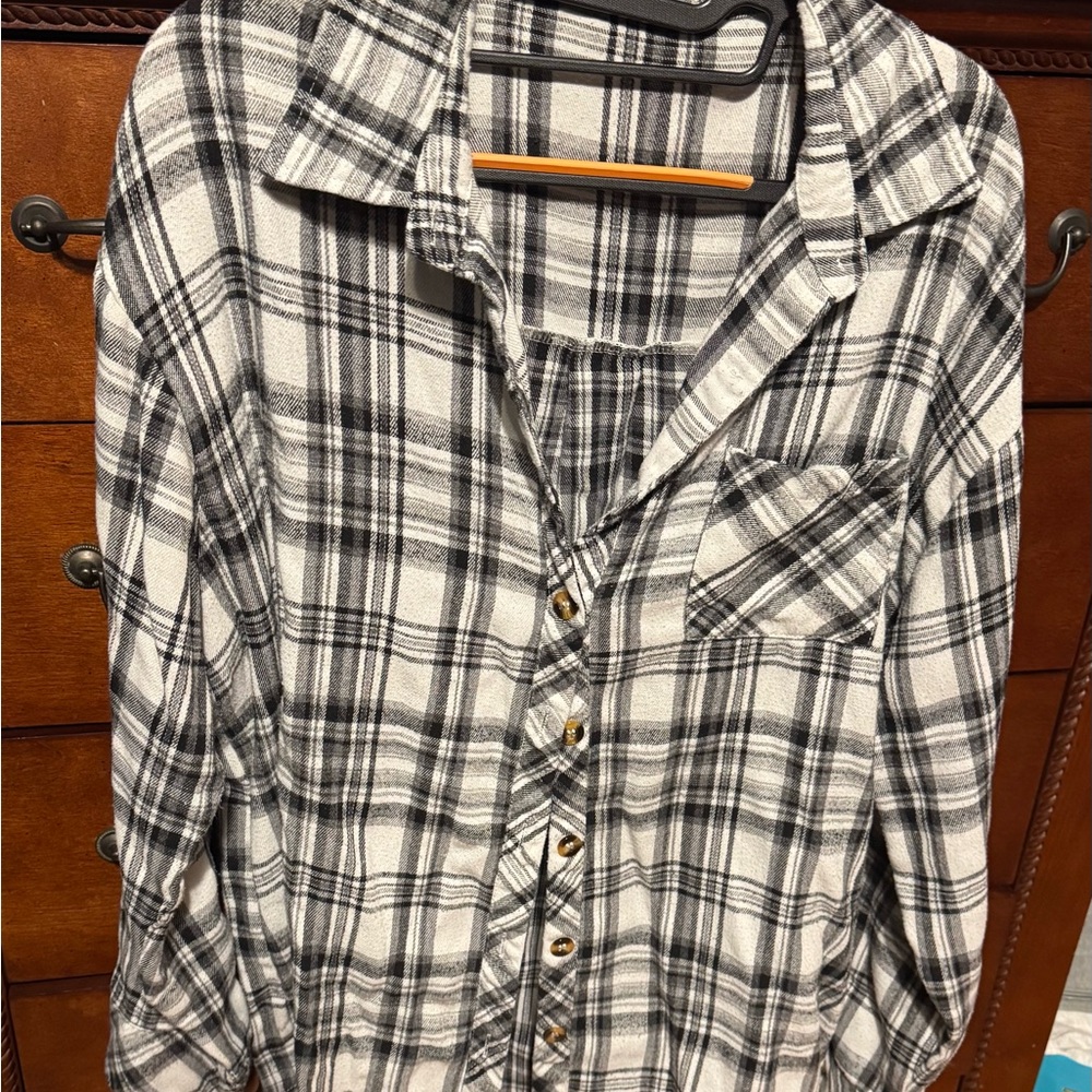 Plaid Button-Up Shirt